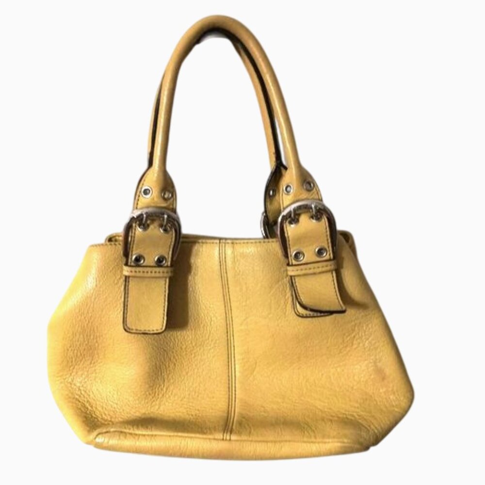 Tignanello Yellow Pebble Leather‎ Handbag 10"Lx6"Hx7"D